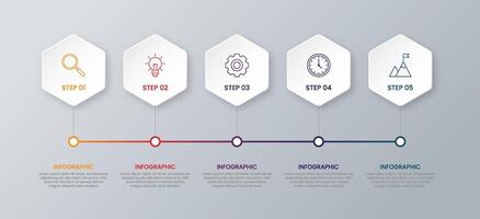 5 hexagon shape infographic template vector