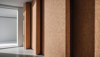 Cork wall panels are used for sustainable soundproofing and insulation, blending eco-friendliness with a modern, stylish design. photo