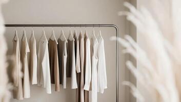 Minimalist wardrobes designed to embrace the principles of slow fashion, highlighting timeless and sustainable pieces over fleeting trends. photo