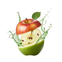 Bursting Apple With Refreshing Water, Close Up of Juicy Red Fruit png