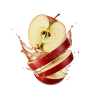Fresh Red Apple Bursting Open with Water Drops, Juicy Fruit png