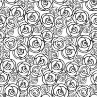 A delicate, repeating pattern featuring small black roses on a pristine white background. Ideal for creating an elegant and minimalist aesthetic vector