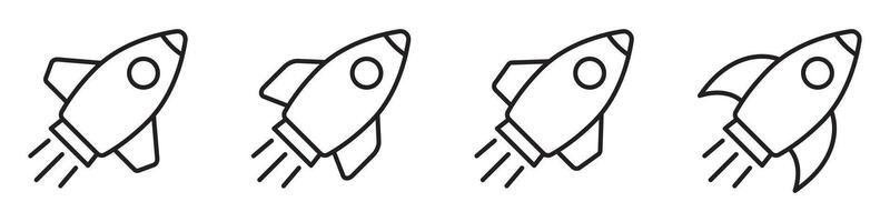 Rocket line icon. Flying rocket line icons set. vector