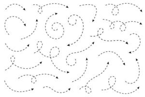 Curved dotted arrows. Zigzag arrows stripes design with dotted lines. vector