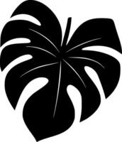 Dark tropical logo leaf monstera silhouette creating a jungle feeling, ideal for exotic element backgrounds, botanic pattern, nature inspired designs vector