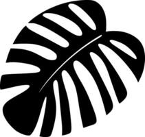 Dark tropical icon leaf monstera silhouette creating a jungle feeling, ideal for exotic element backgrounds, botanic pattern or nature inspired designs vector