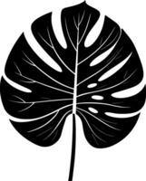 oscuro tropical logo hoja monstera silueta creando un selva sentimiento, ideal para exótico elemento antecedentes botánico patrón, o naturaleza inspirado diseños vector