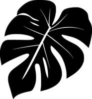 Dark tropical icon leaf monstera silhouette creating a jungle feeling, ideal for exotic element backgrounds, botanic or nature inspired designs vector