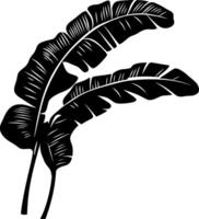 Stylized silhouette of banana palm leaves icon, creating tropical vibes, enhancing summer designs with a touch of exotic elegance and beauty vector
