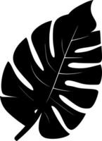 Dark tropical icon leaf monstera silhouette creating a jungle feeling, ideal for exotic backgrounds, botanic pattern, or nature inspired vector