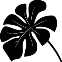 Dark tropical icon leaf monstera silhouette creating jungle feeling, ideal for exotic backgrounds, patterns, or nature inspired designs vector