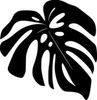 Dark tropical icon leaf monstera silhouette creating a jungle feeling for exotic element backgrounds, botanic pattern, or nature inspired designs vector
