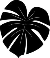 Dark tropical icon leaf monstera silhouette creating a jungle feeling, ideal for exotic backgrounds, botanic pattern, nature inspired designs vector