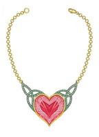 Heart gem celtic art necklace design by hand drawing and make graphic . vector