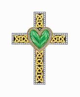 Emerald heart celtic cross design by hand drawing and make graphic . vector