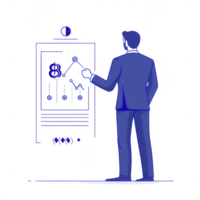 A businessman analyzing financial data on a digital interface. png