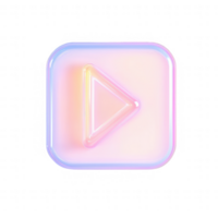 A glossy play button icon with a soft gradient of colors, perfect for digital designs. png