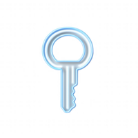 A glowing key symbolizing security and access in a digital world. png