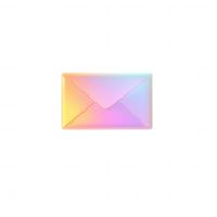 A colorful envelope with a vibrant gradient design on a transparent background. png