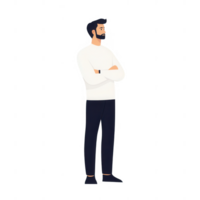 A confident man in casual wear standing with arms crossed, showcasing a relaxed demeanor. png