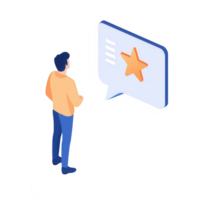 A person engaging with a digital interface displaying feedback and ratings. png