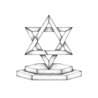 A geometric representation of the Star of David in a minimalist style. png