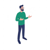 A man gesturing while explaining an idea or concept in a friendly manner. png