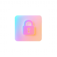 A modern, colorful lock symbol representing security and privacy in digital technology. png