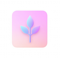 A minimalistic leaf icon with a gradient background representing nature and growth. png