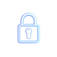 A modern digital lock icon representing security and privacy in a tech environment. png