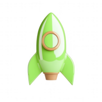A vibrant green rocket representing innovation and space exploration. png