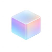 A vibrant and glowing abstract cube with a gradient of colors. png
