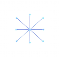 Abstract graphic design featuring a radial connection pattern with luminous nodes. png