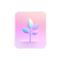 A stylized illustration of a small plant with pastel colors and a soft gradient background. png
