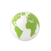 A stylized globe featuring green continents symbolizing environmental awareness. png