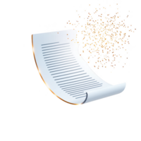 An abstract illustration of a paper sheet dissolving into particles. png
