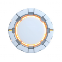 Futuristic glowing circular interface design with intricate details and illumination. png