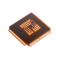 High-tech computer processor with illuminated pins showcasing advanced technology. png