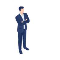 Confident businessman standing with arms crossed, illustrating professionalism and focus. png