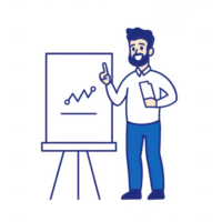 Confident man presenting growth chart in a business environment. png