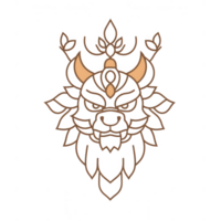 Intricate lion design symbolizing strength and spirituality. png