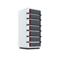 Modern server tower with sleek design and optimized performance features. png
