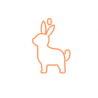 Stylized silhouette of a playful rabbit, showcasing charm and whimsy in design. png
