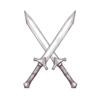 Two crossed swords symbolizing conflict, strength, and unity in battle. png