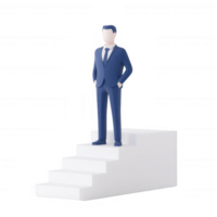 A confident businessman standing on steps, symbolizing growth and success. png