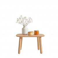 A cozy table setting with flowers, a cup, and pastry for a relaxing atmosphere. png