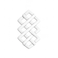 A detailed white geometric shape with intricate interlocking patterns. png