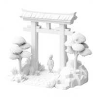A serene entrance gate surrounded by nature, symbolizing tranquility and reflection. png