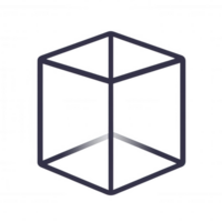A minimalist 3D cube illustration in line art style for design projects. png