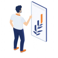 A man analyzing data on a tablet for business insights and growth strategies. png